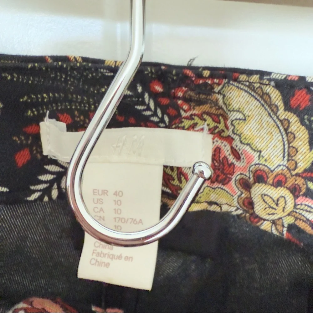 H&M Size 10 Cigarette Trousers Dark Academia Floral‎ Print Fairy Core Fall EUC
